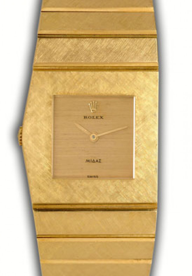 Rolex 9630 Yellow Gold on Midas Champagne Texture with Gold Roman